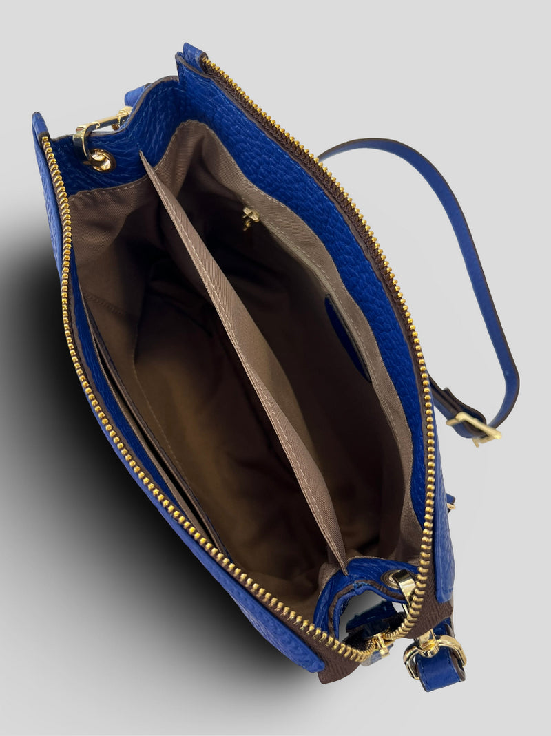 Bolso Bandolera CATS Piel Grabada AZUL