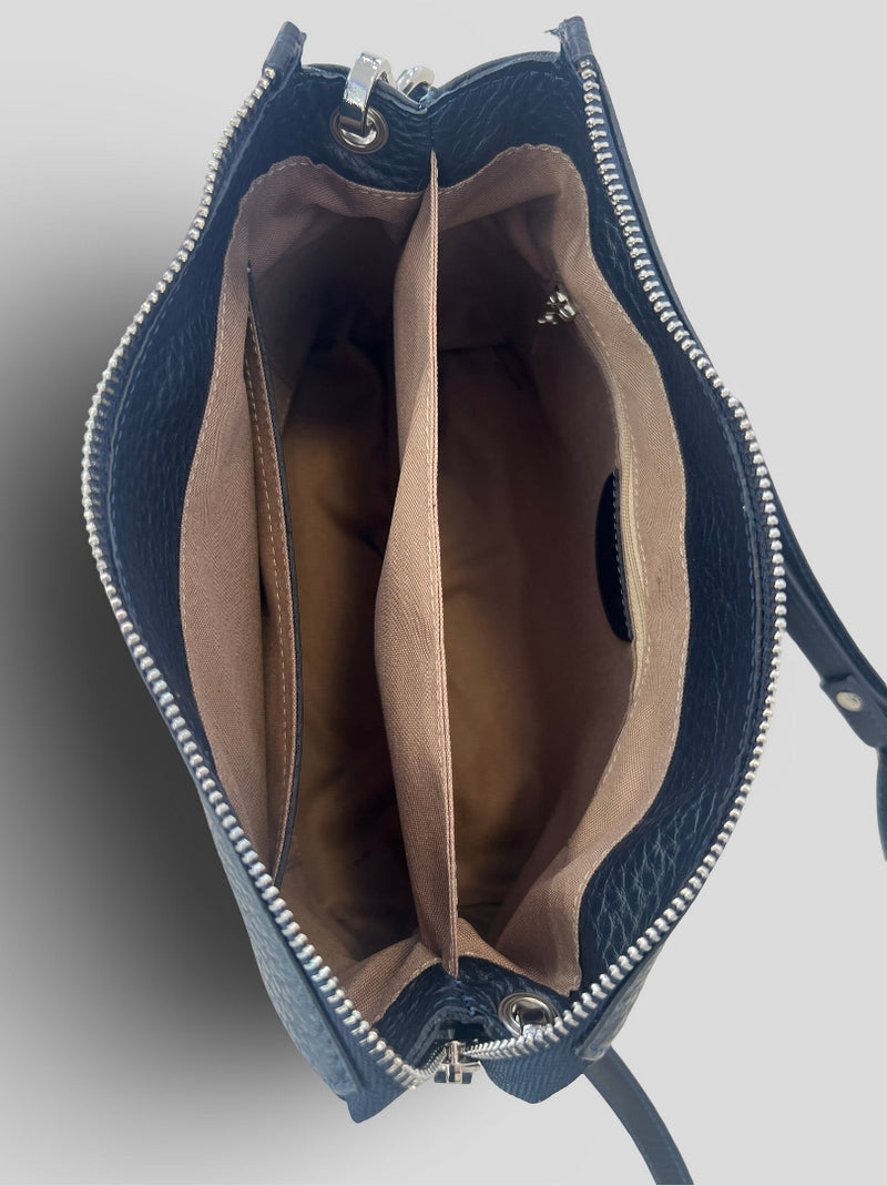 Bolso Bandolera CATS Piel Grabada MARINO