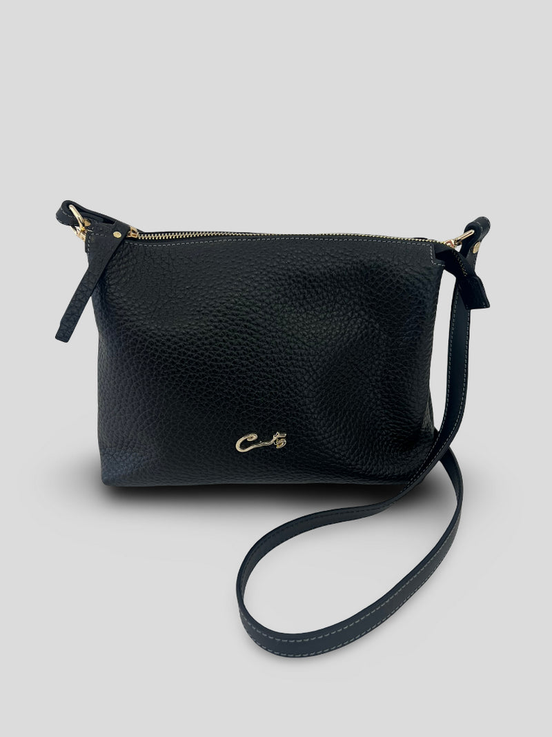 Bolso Bandolera CATS Piel Grabada NEGRO