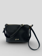 Bolso Bandolera CATS Piel Grabada NEGRO