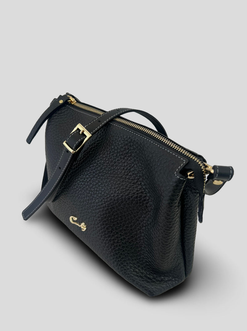 Bolso Bandolera CATS Piel Grabada NEGRO