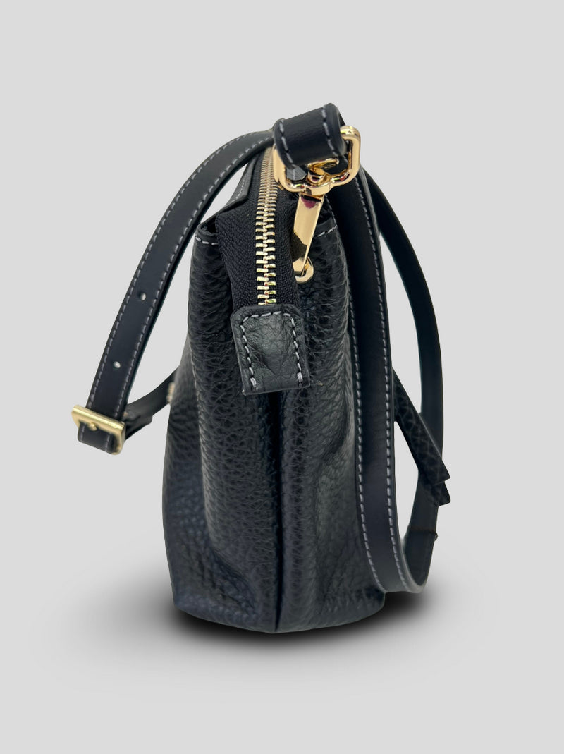 Bolso Bandolera CATS Piel Grabada NEGRO