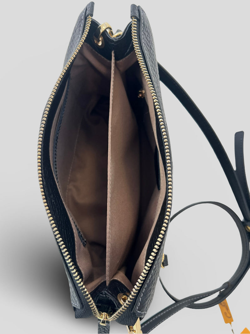 Bolso Bandolera CATS Piel Grabada NEGRO