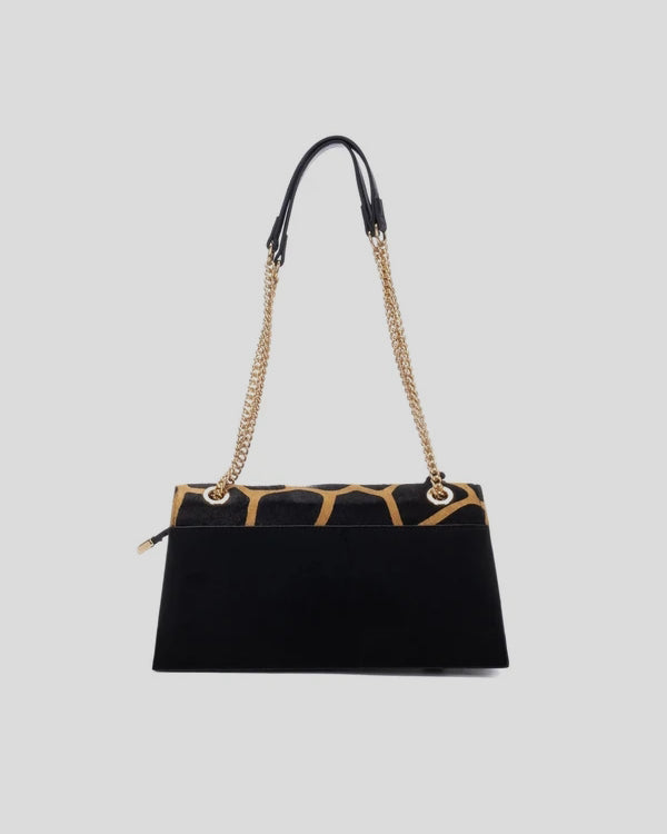 Bolso CARMELA Solapa Pelo JIRAFA NEGRO