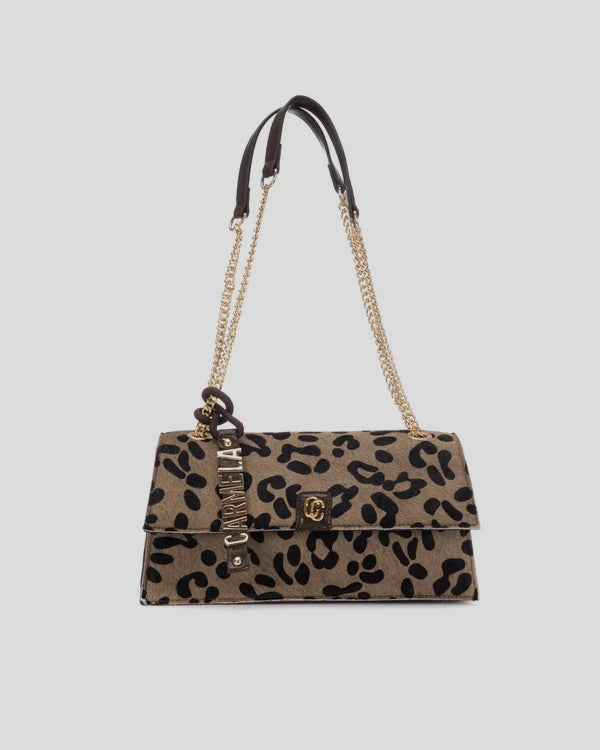 Bolso CARMELA Solapa Pelo LEOPARDO TAUPE