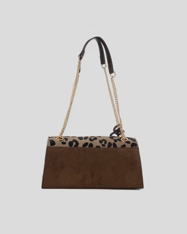 Bolso CARMELA Solapa Pelo LEOPARDO TAUPE