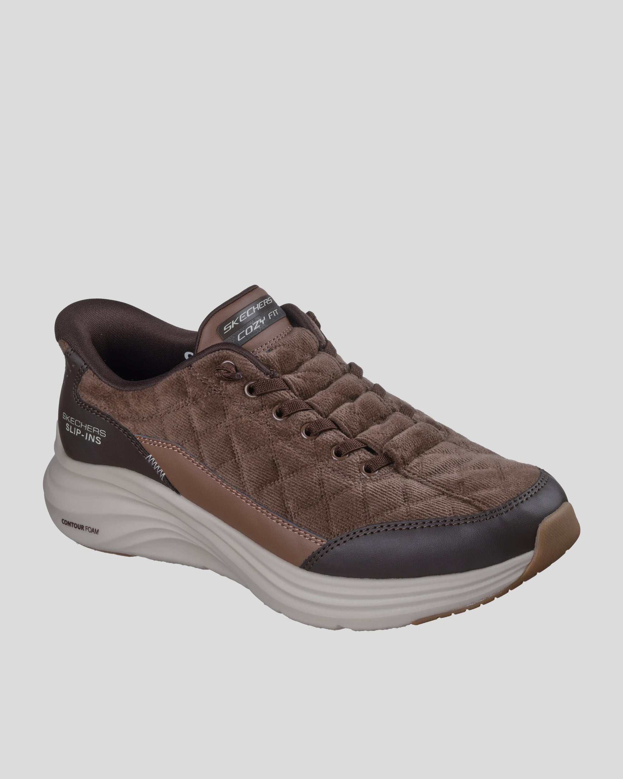 SKECHERS Hombre Slip-Ins Contour Foam Cozy Fit Cordelux MARRÓN