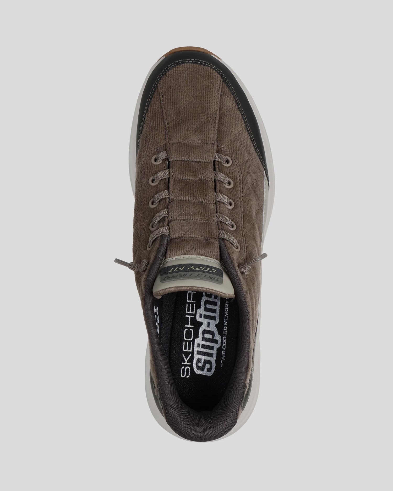 SKECHERS Hombre Slip-Ins Contour Foam Cozy Fit Cordelux OLIVA